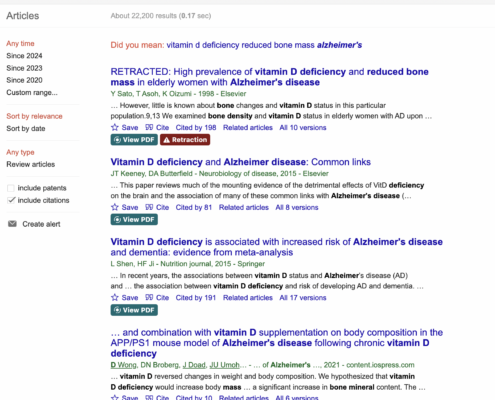 Google Scholar search results with the GetFTR Browser Extension installed