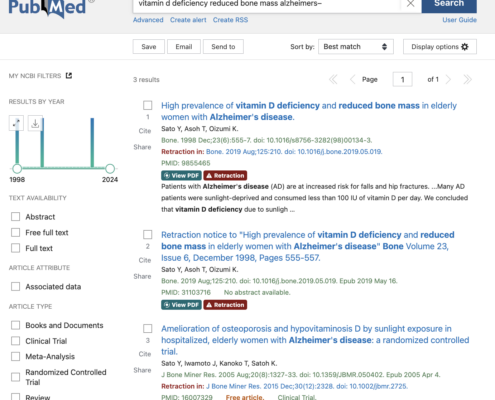 PubMed search results with the GetFTR Browser Extension installed