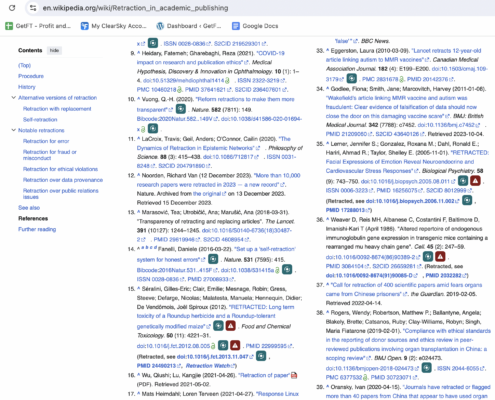 Wikipedia with entitlement and retraction buttons