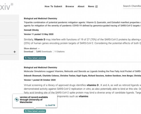 An example of the GetFTR button on a preprint server