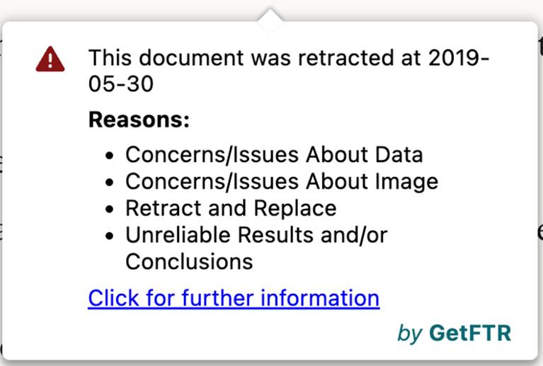 Hovering over retraction button will show the reasons for the update