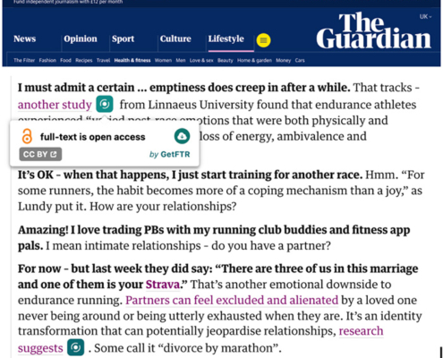 GetFTR links in an article published by The Guardian