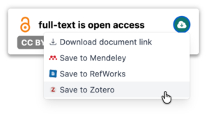 choice of Clicking on the download button will give you a reference managers or the option to save the link
