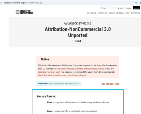 Clicking on the license will take you to further information